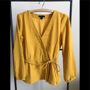 J Crew • Drapey crepe faux-wrap blouse • Size 2